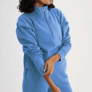 Girlfriend Collective Bluejay 50/50 Half-Zip Sweatshirt - size S